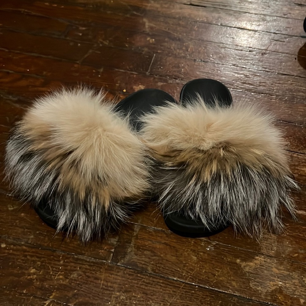 Real fur slides